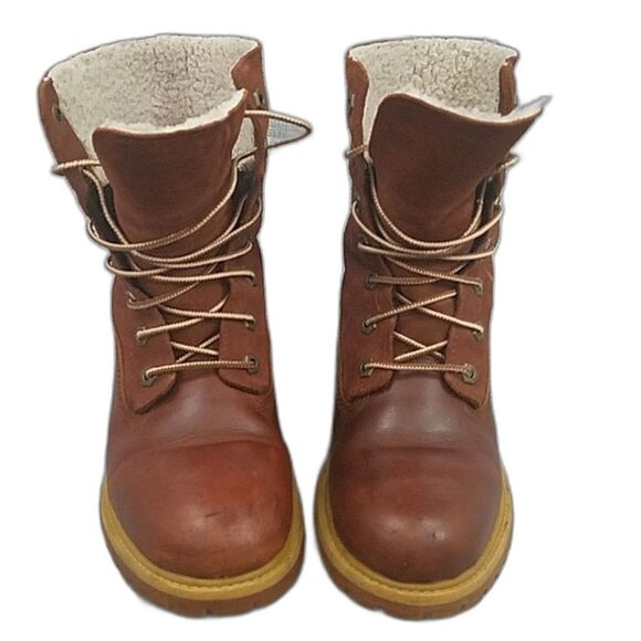 Timberland Earthkeepers Authentic Teddy Fleece Leather Brown Boots, women's 7 - Picture 3 of 14